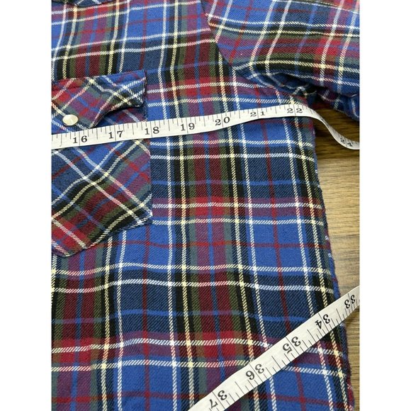 Wrangler Jacket Mens M Red  Plaid Pearl Snap Flannel Quilted‎ Western Shirt Coat - Picture 7 of 12